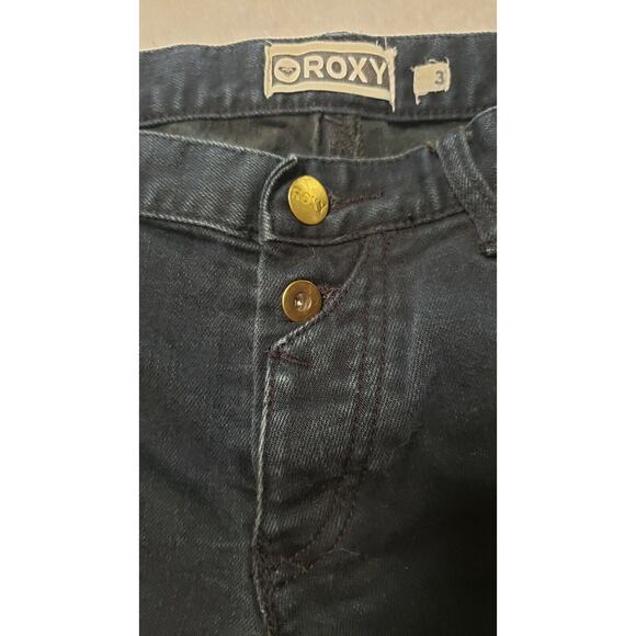 VTG Y2K Roxy Button fly Black Denim Shorts Sz 3 Cut Offs summer surf grunge emo - Picture 3 of 9